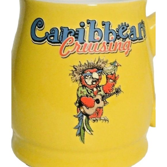 Cruise Coffee Mug Caribbean Cruising Parrot Ukulele Tropical Soup Cup M Ware 4" - Picture 1 of 5